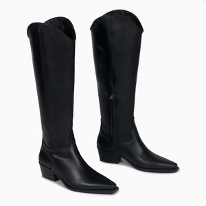 Real Leather knee-high cowboy western boot